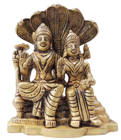 Brass Showpiece Laxmi Naraine With Sheshnaag Statue - 4.5*2.5*5.5 Inch (BS991 D)