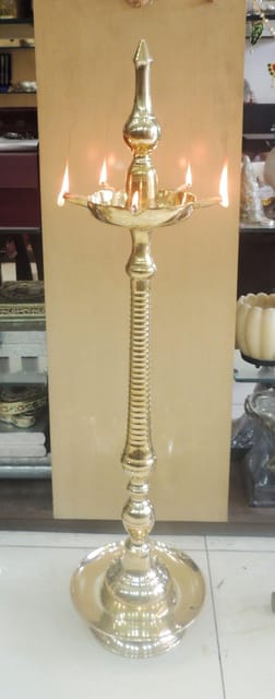 Brass Kerala Fancy Oil Lamp Deepak - 12.2*12.2*45.5 Inch (F642 Y)