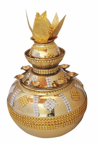 Brass Double Mangal Kalash - 11*11*18 inch, 10 Liter, 650 ML (Z264 C)