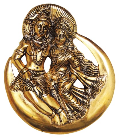 Aluminium Wall Hanging Showpiece Shiv Parvati Ji With Moon - 7.5*1*9 inch (AS254 G)