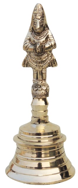 Brass Pooja Hand Bell, Hanuman Ganti (1/3)- 2.7*2.7*6.3 inch (F677 G)