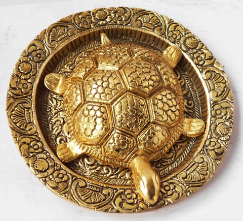 Showpiece Tortoise Statue With Plate- 6*6*1.6 inch (AS344 G)