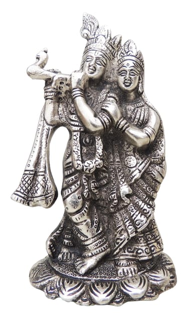 Showpiece Radha Krishna  Statue Silver Finish- 4.4*3*7.5 inch (AS242 S)