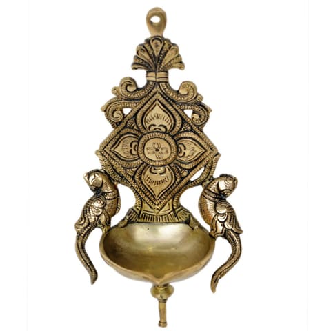 Brass Wall Hanging Wall Decor Parrot Oil Lamp Deepak - 4*3.6*8 inch (BS1199 A)