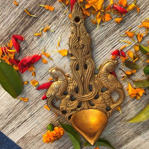 Brass Wall Hanging Wall Decor Oil Lamp Deepak  - 2*4*6.8 inch (BS1198 A)