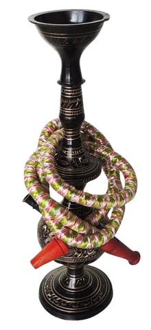 Brass Hookah 11 Inch In Black Design (F673 B) - 3*3*11 inch (F673 B)