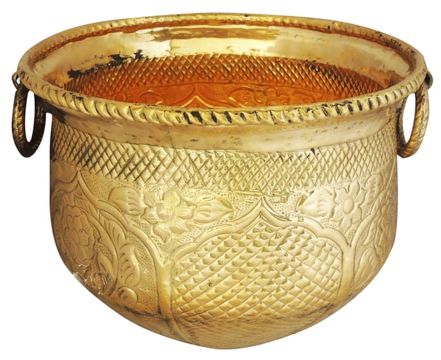 Brass Planter Pot Gamala Chatai Diameter 13 inch weight 2.35 Kg (F615 C) - 13*13*10 inch (F615 C)