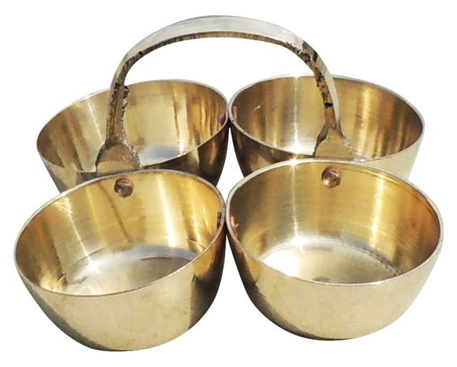 Brass Chokta Small 4 Bowl Combined - 2.9*2.9*1.9 inch (Z142 A)