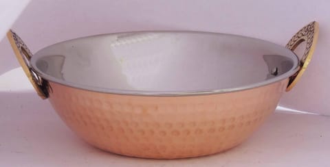 Copper Steel & Brass Kadai No. 4 - 950 ML - 9*8*3.2 inch (BC141 D)