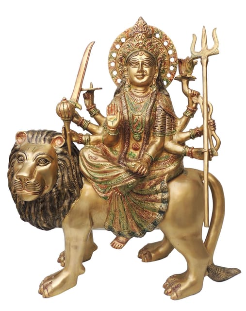 Brass Showpiece Durga Ji God Idol Statue - 19.5*10.5*22.5 inch (BS1217 A)