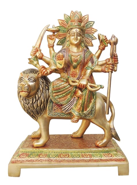 Brass Showpiece Durga Ji God Idol Statue - 9*4.2*12.5 inch (BS937 C)