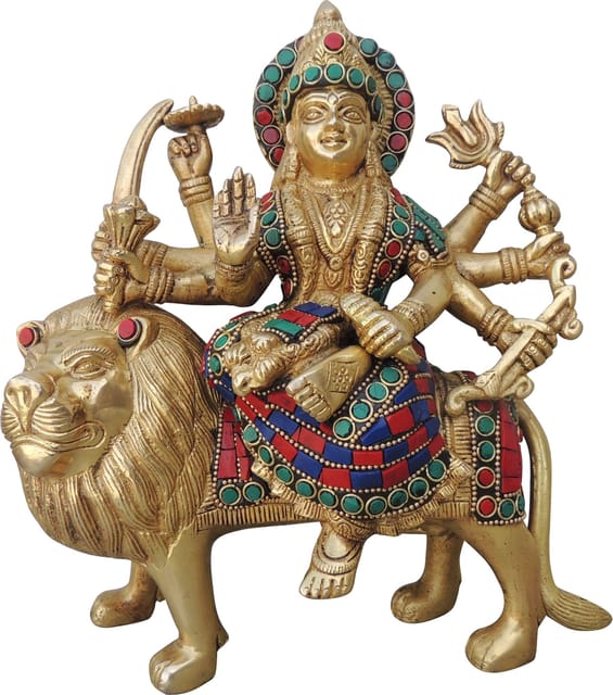 Brass Showpiece Durga Ji God Idol Statue - 8.2*3.2*9.5 inch (BS964 A)