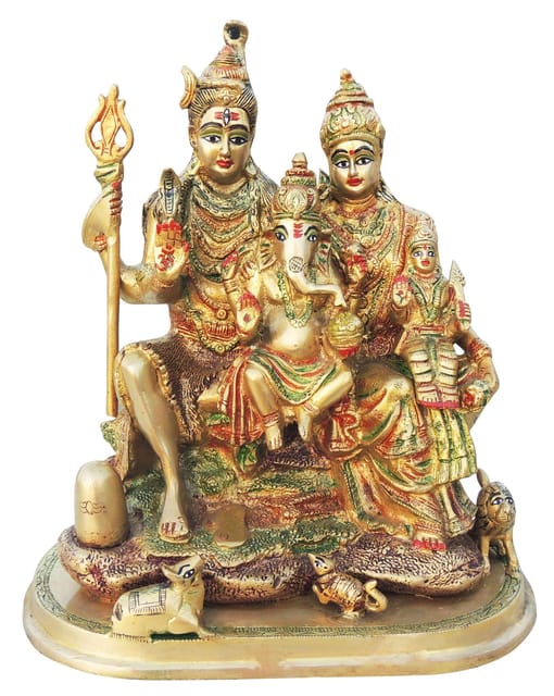 Brass Showpiece Shiv Parivaar Idol Statue  - 10.8*6*13 inch (BS419)
