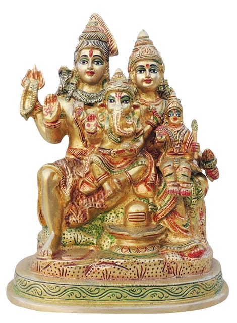 Brass Showpiece Shiv Parivar Colour Idol Statue  - 9*5*10 inch (BS493 A)