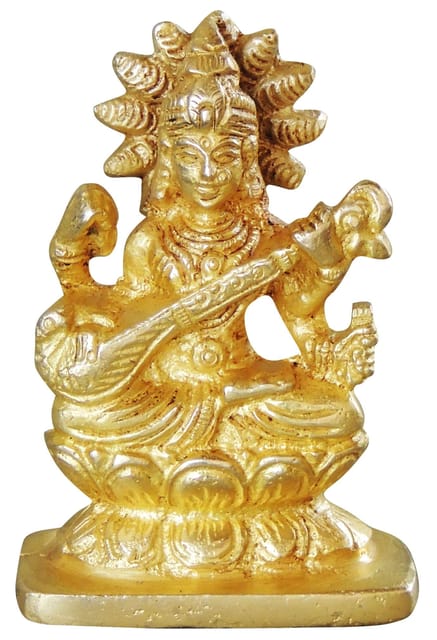 Brass Showpiece Saraswati Ji God Idol Statue  - 2*1*3 inch (BS1053 C)