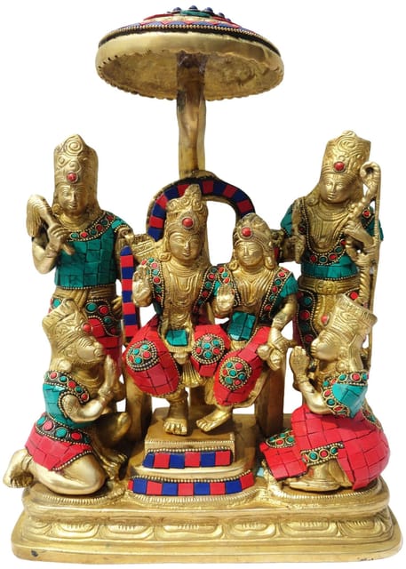 Brass Showpiece Ram Darbar Stone God Idol Statue  - 10*5*14 inch (BS330)