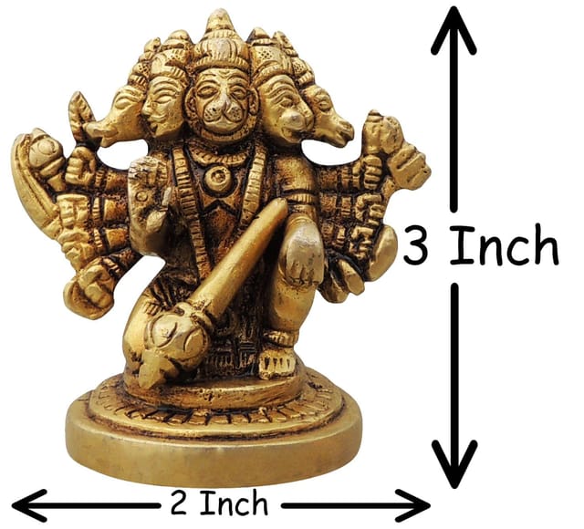 Brass Showpiece Panchmukhi Hanuman Ji God Idol Statue  - 2*1.5*3 inch (BS1039 B)