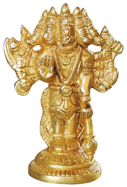 Brass Showpiece Panchmukhi Hanuman Ji God Idol Statue  - 3*1.5*4 inch (BS1048 E)