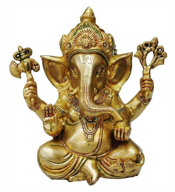 Brass Showpiece Ganesh Ji God Idol Statue - 9.5*4.5*9 inch (BS668 B)