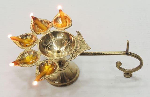 Brass Table Decor Oil Lamp Deepak 5 Wicks   - 6.8*4.7*2.8 inch (F317 C)