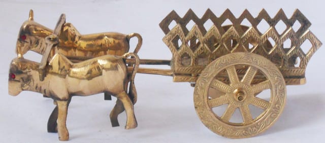 Brass Showpiece Bull Cart Statue  - 10*4*3.5 inch (Z356 D)