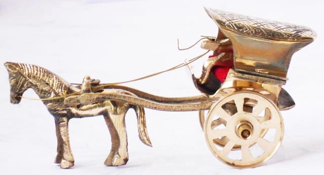 Brass Showpiece Hourse Cart Statue  - 6*2.5*3 inch (Z367 C)