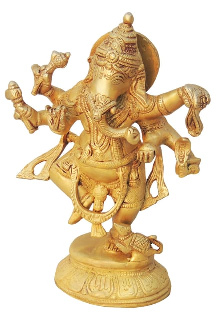 Brass Showpiece Dancing Ganesha Statue - 3.6*2.2*6.6 inch (BS1257 B)