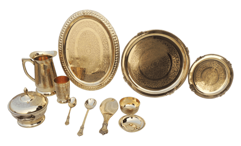 Pure Brass Dinner Set (BC152 A) Set of 51 Pcs.