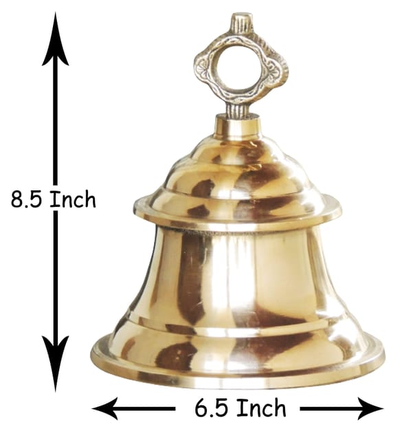 Brass Hanging Temple Pooja Bell, Ghanta - 6.5*6.5*8.5 Inch (Z223 F)