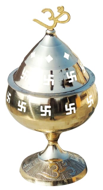 Brass Table Decor Oil Lamp Om Pakija Deepak - 3.6*3.6*7.5 inch (Z164 K)