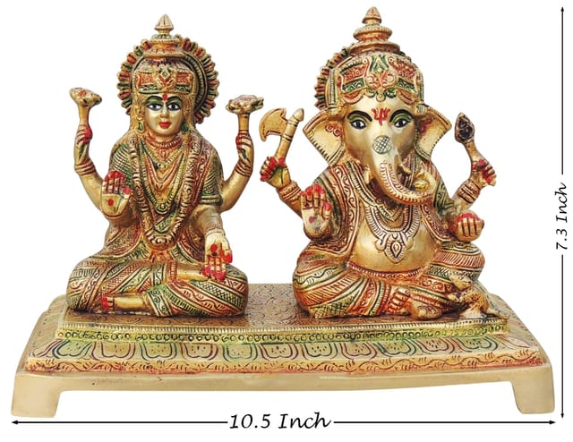 Brass Showpiece Laxmi Ganesh Statue - 10.5*4*7.3 Inch (BS1246 B)