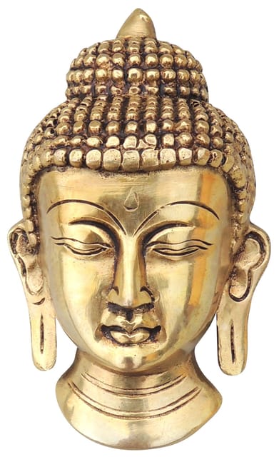 Brass Showpiece Buddha Head Statue - 2*2*4 Inch (BS1077 C)