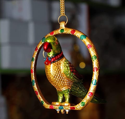 Aluminium Showpiece Wall Hanging Parrot Statue - 10*8*8.5 Inch (AS207 D)