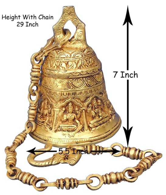 Brass Showpiece Bell With Chain God Idol Statue - 5.5*5.5*7 Inch (BS1372 C)