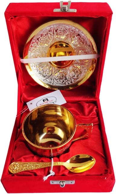 Decorative Tea Cup sorcer with Sppon - 4*3*2.5 Inch ( B146 )