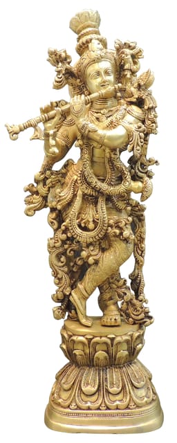 Brass Showpiece Krishna Ji God Idol Statue - 10*5.7*30 Inch (BS1715 K)