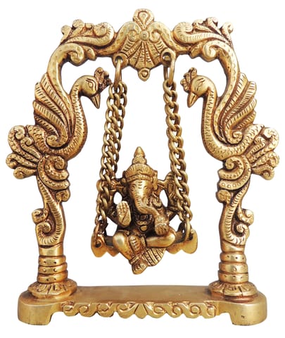 Brass Showpiece Ganesh Jhula God Idol Statue - 5.5*1*6.5 inch (BS1038 A)