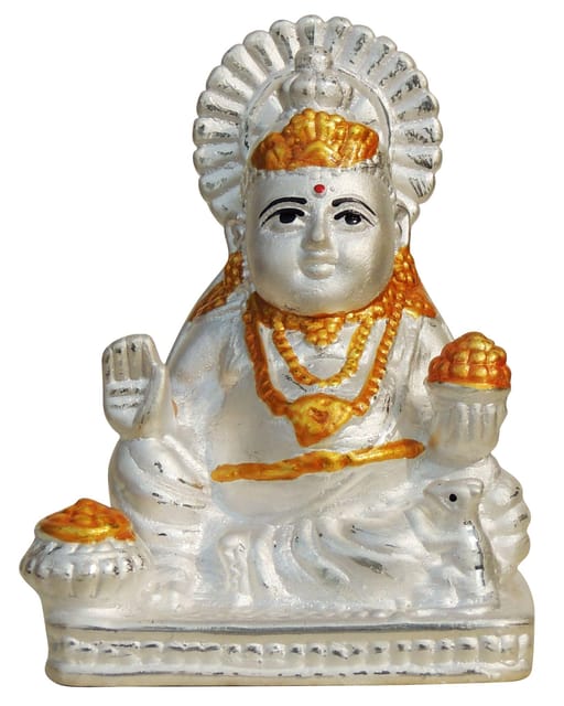 Pure Silver Kuber Ji idol Statue - 999 Hallmarked Silver Statue-2.1*2*3 Inch, 46.4 gm  (SL019 A )