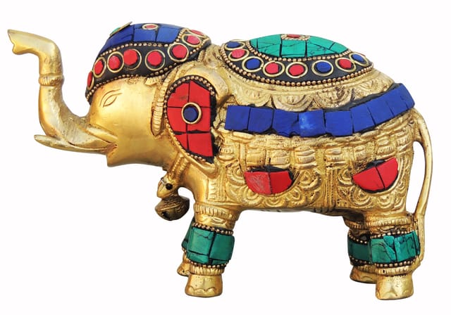 Brass Showpiece Elephant Statue - 7*2.5*4.3 Inch (BS620 A)