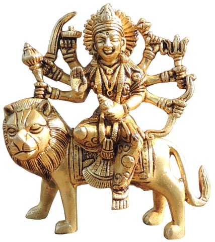 Brass Showpiece Durga Ji God Idol Statue - 5*2*5.5 Inch (BS1028 Y)