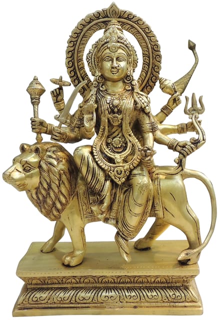 Brass Showpiece Durga Ji God Idol Statue - 11.5*4.5*17 Inch (BS1779 J)