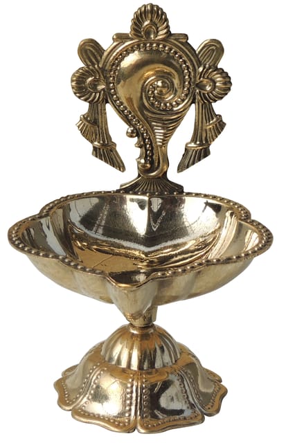 Brass Table Decor Oil Lamp, Shankh Deepak - 3.5*3*4.5 Inch (F776 E)