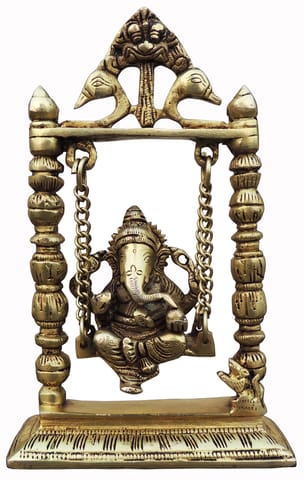 Brass Showpiece Ganesh Jhula God Idol Statue - 5.5*2*9 Inch (BS1038 B)