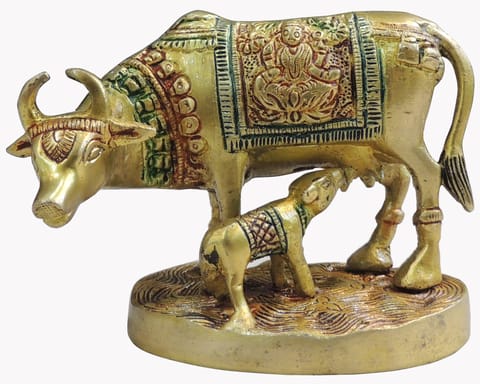Brass Showpiece Cow & Calf God Idol Statue - 4.5*2.6*4 Inch (BS889 C)