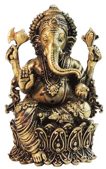 Brass Showpiece Ganesh Ji God Idol Statue - 2.5*2.5*4.2 Inch (BS1825 G)