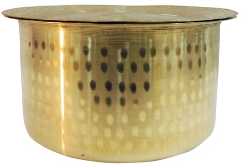 Brass Kitchen Purpose Bhagona With Lid, Capacity : 5.5 Liter - 11*11*6 Inch (Z637 G)