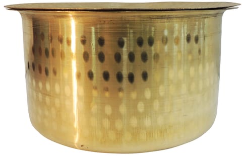 Brass Kitchen Purpose Bhagona With Lid, Capacity : 6.5 Liter - 11.5*11.5*6.7 Inch (Z637 H)