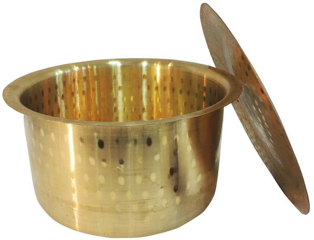 Brass Kitchen Purpose Bhagona With Lid, Capacity : 9 Liter - 12.6*12.6*7.2 Inch (Z637 J)