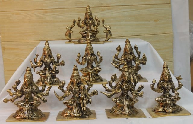 Brass Showpiece Wall Handing Aashta Laxmi Set Idol Statue- 5*3 Inches (BS1612 H)
