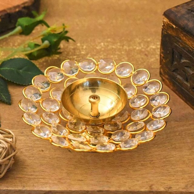 Round Crystal Diya No. 3 - 6*6*2 inch (Z217 C)